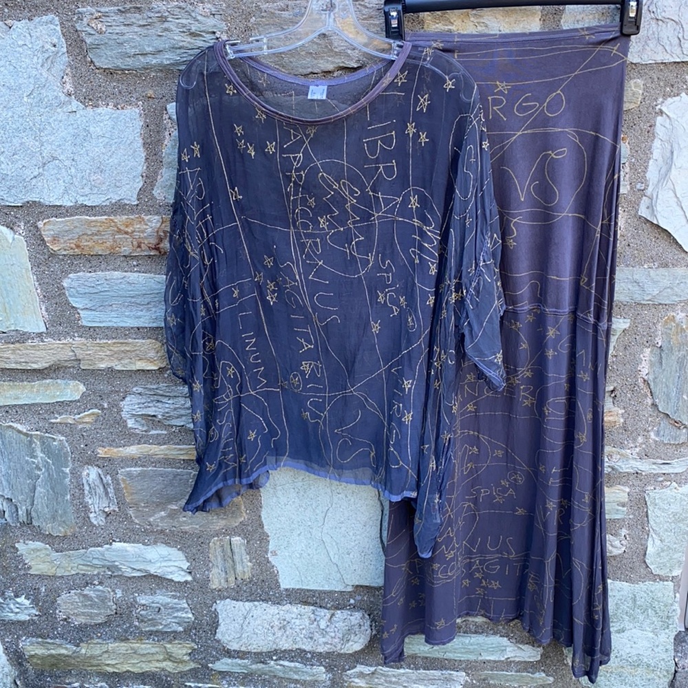 The People of the Labyrinths Silk Top Skirt Zodiac